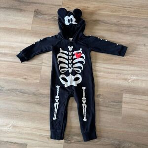 Disney Mickey Mouse Glow In The Dark Skeleton Costume Hood Size 18/24 Months